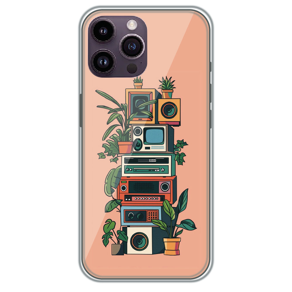 Retro Tech Garden - Printed Silicone Case for Apple iPhone 13 Pro