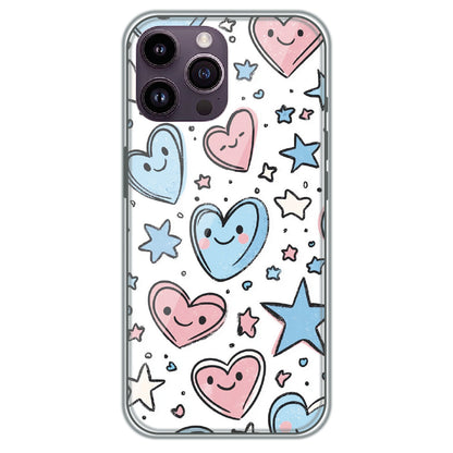 Smiling Hearts & Stars - Printed Silicone Case for Apple iPhone 13 Pro