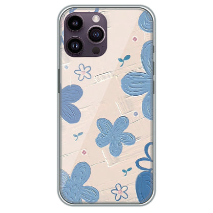 Textured Blue Blossoms - Printed Silicone Case for Apple iPhone 13 Pro