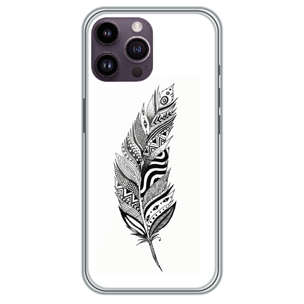 Zentangle Feather - Printed Silicone Case for Apple iPhone 13 Pro