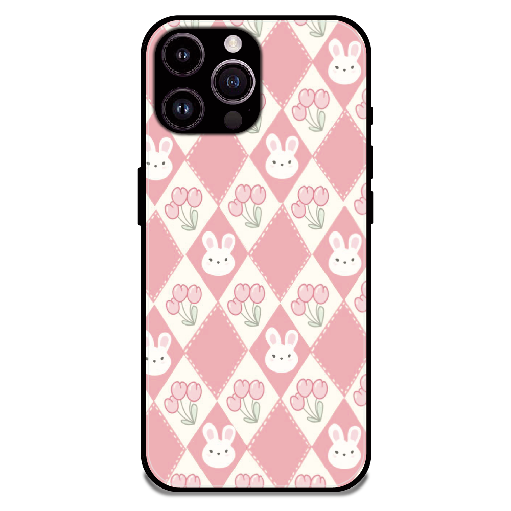 Pink Bunny Argyle - Glossy Metal Silicone Case For Apple iPhone 13 Pro