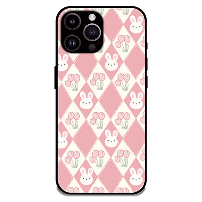 Pink Bunny Argyle - Glossy Metal Silicone Case For Apple iPhone 13 Pro