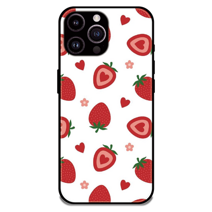 Strawberry - Glossy Metal Silicone Case For Apple iPhone 13 Pro