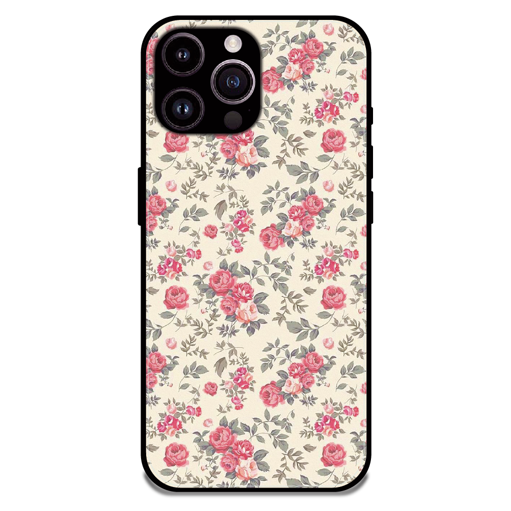 Vintage Rose Meadow - Glossy Metal Silicone Case For Apple iPhone 13 Pro