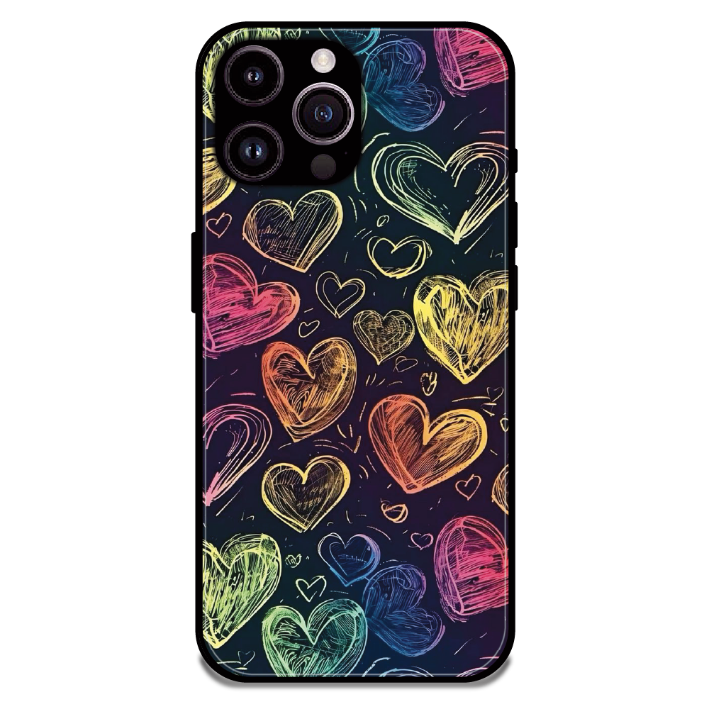 Neon Love Scribble - Glossy Metal Silicone Case For Apple iPhone 13 Pro