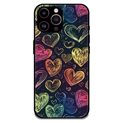 Neon Love Scribble - Glossy Metal Silicone Case For Apple iPhone 13 Pro
