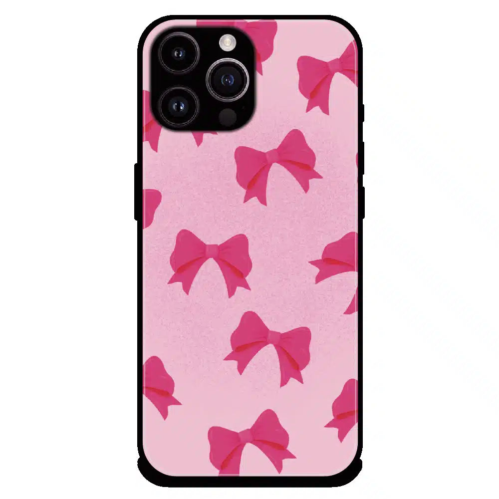 Pink Bow Aesthetic Pattern - Glossy Metal Silicone Case For Apple iPhone 13 Pro