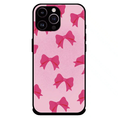 Pink Bow Aesthetic Pattern - Glossy Metal Silicone Case For Apple iPhone 13 Pro