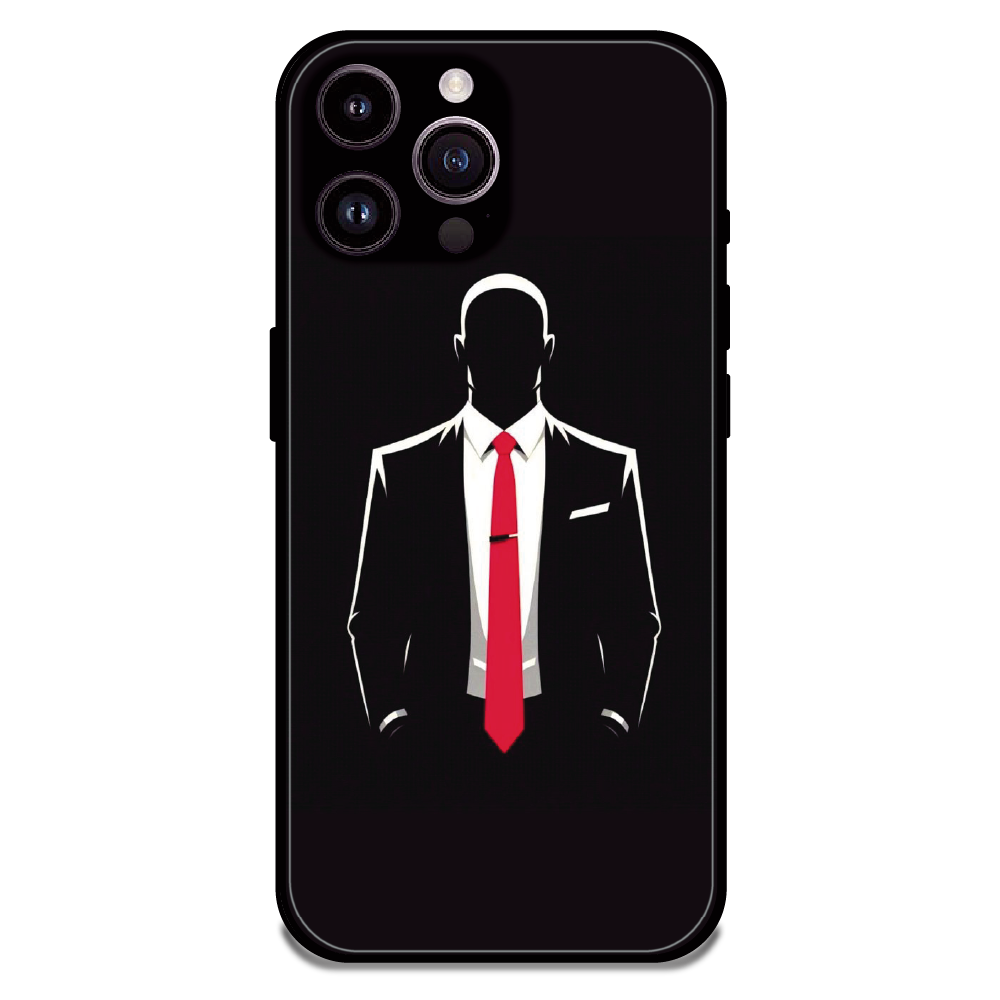 Red Tie Silhouette - Glossy Metal Silicone Case For Apple iPhone 13 Pro
