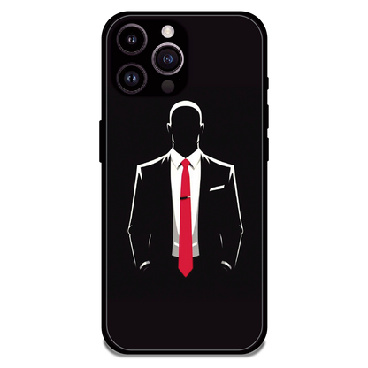 Red Tie Silhouette - Glossy Metal Silicone Case For Apple iPhone 13 Pro
