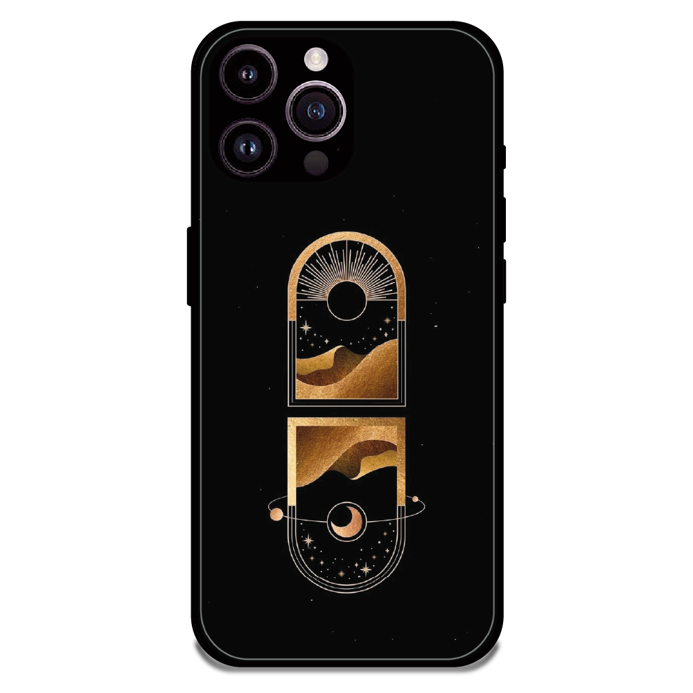 Golden Geometry - Glossy Metal Silicone Case For Apple iPhone 13 Pro