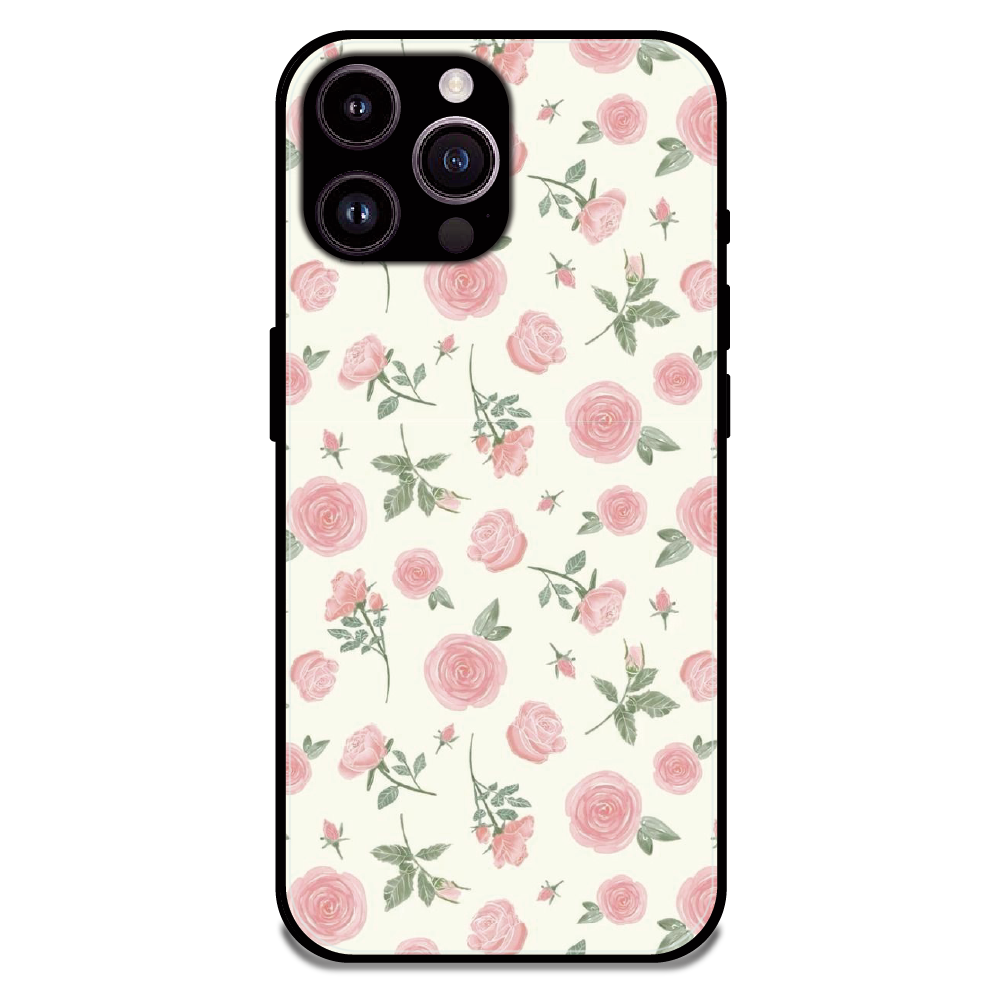 Soft Pink Rose Bloom - Glossy Metal Silicone Case For Apple iPhone 13 Pro