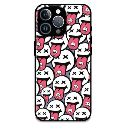 Funny Cartoon Faces - Glossy Metal Silicone Case For Apple iPhone 13 Pro