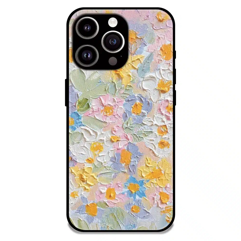 Pastel Floral Oil Paint - Glossy Metal Silicone Case For Apple iPhone 13 Pro