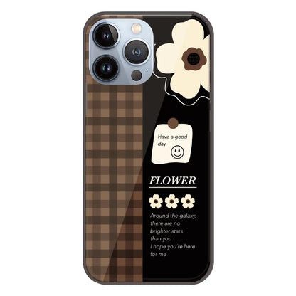 Brown Checkered Flower Quote - Printed Silicone Case For Apple iPhone 13 Pro