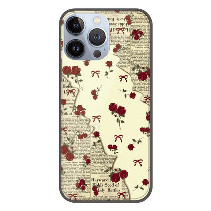 Floral Newspaper Aesthetic - Printed Silicone Case For Apple iPhone 13 Pro