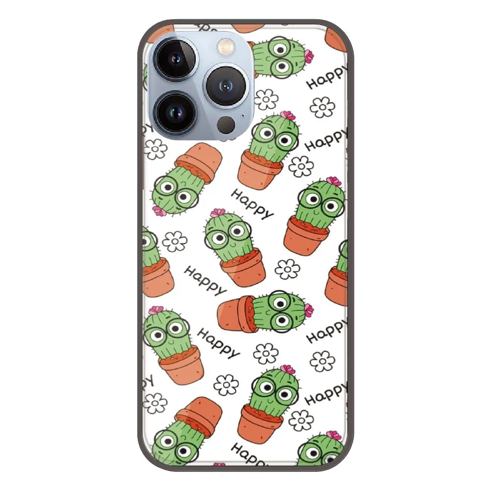 Cute Cactus Happy - Printed Silicone Case For Apple iPhone 13 Pro
