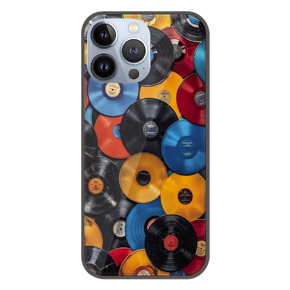 Retro Vinyl Record Pattern - Printed Silicone Case For Apple iPhone 13 Pro