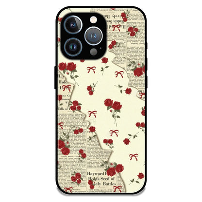Floral Newspaper Aesthetic - Glossy Metal Silicone Case For Apple iPhone 13 Pro