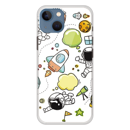 Cute Rocket & Galaxy - Printed Silicone Case For Apple iPhone 13