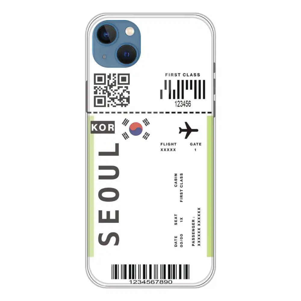 Seoul Ticket - Clear Printed Silicone Case For Apple iPhone 13