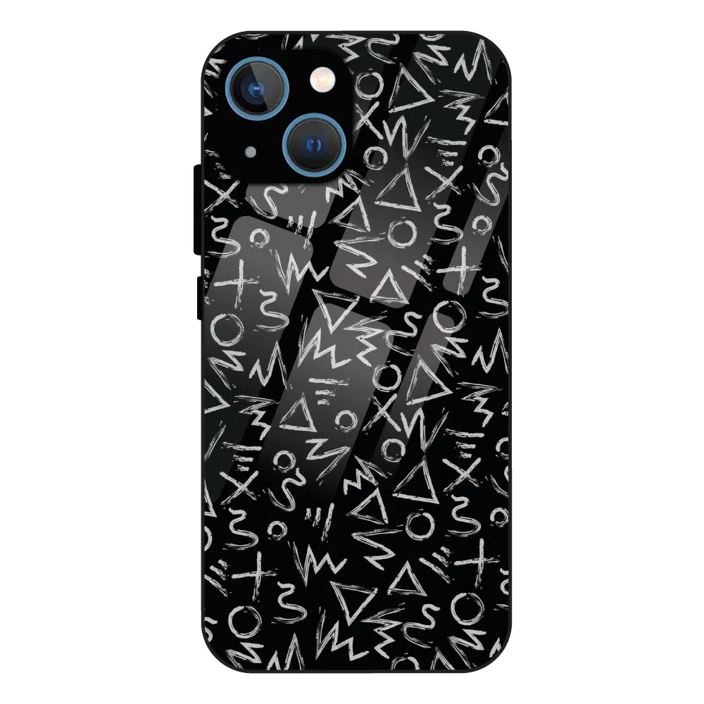 Geometric Black & White Pattern - Glass Case For Apple iPhone 13