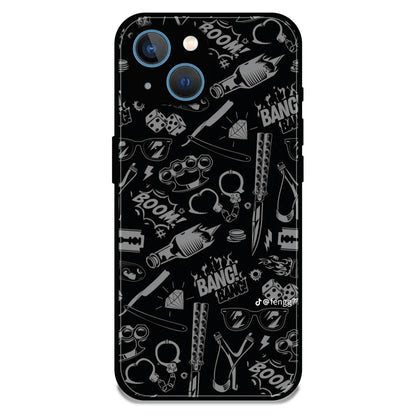 Black Graphic Street Art - Glossy Metal Silicone Case For Apple iPhone 13