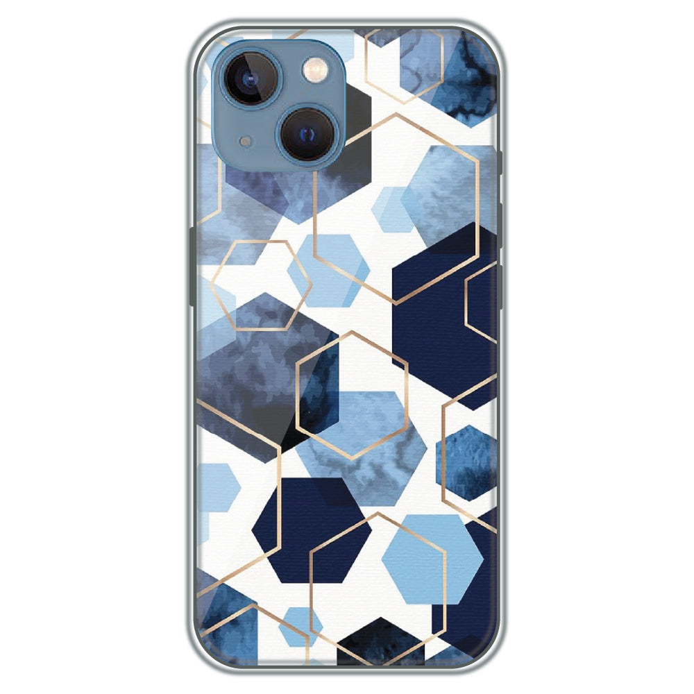 Blue Hex Mosaic - Printed Silicone Case for Apple iPhone 13