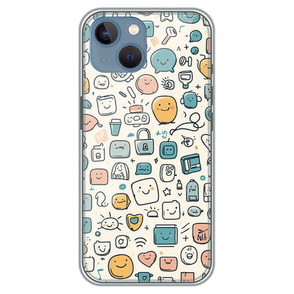 Happy Doodle Icons - Printed Silicone Case for Apple iPhone 13