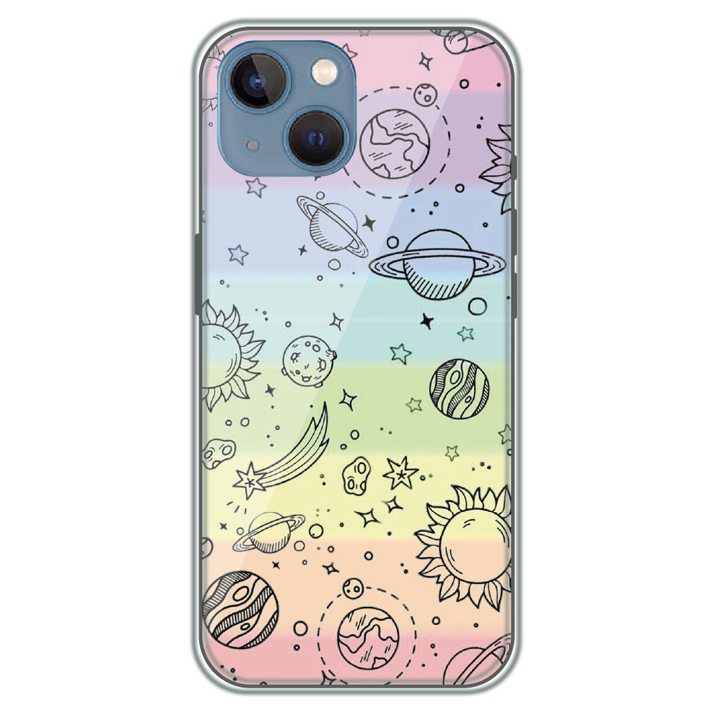 Pastel Galaxy Doodle - Printed Silicone Case for Apple iPhone 13