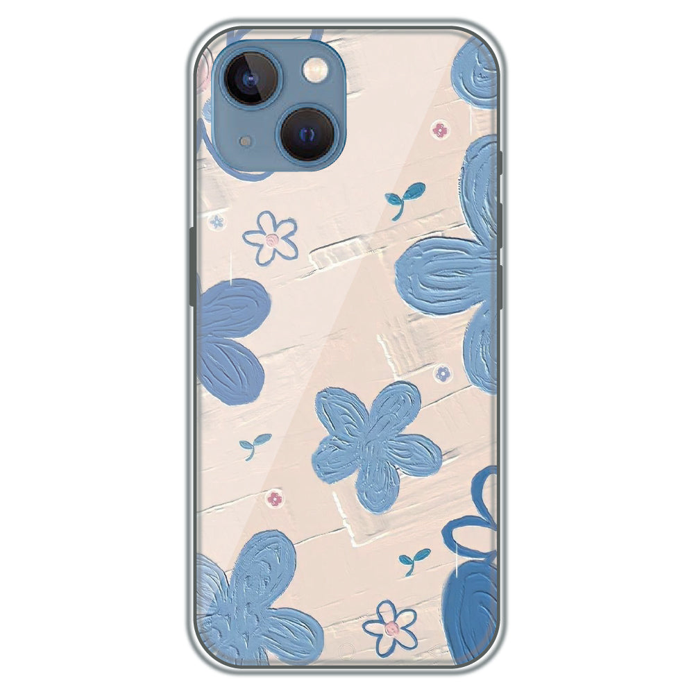 Textured Blue Blossoms - Printed Silicone Case for Apple iPhone 13
