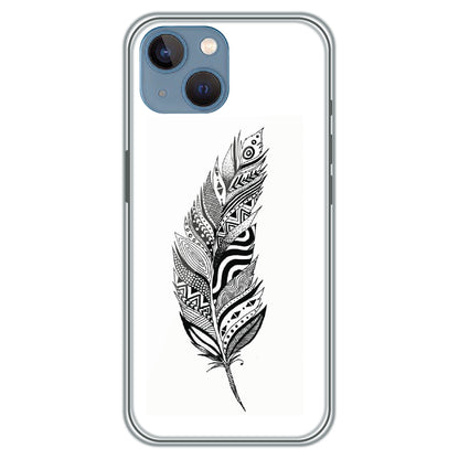 Zentangle Feather - Printed Silicone Case for Apple iPhone 13