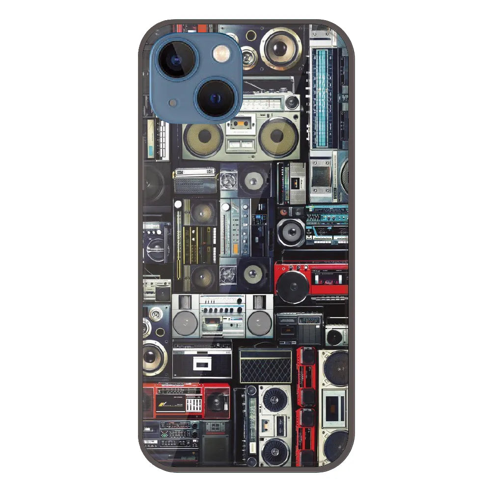 Retro Boombox Music Pattern - Printed Silicone Case For Apple iPhone 13