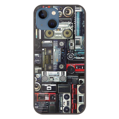 Retro Boombox Music Pattern - Printed Silicone Case For Apple iPhone 13