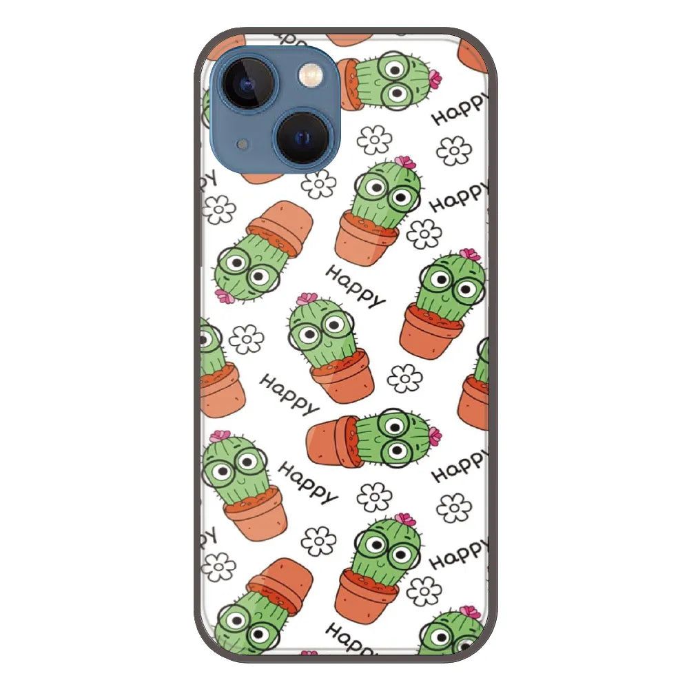 Cute Cactus Happy - Printed Silicone Case For Apple iPhone 13