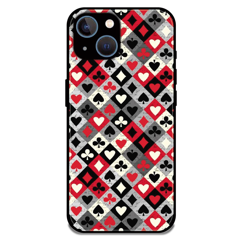 Classic Card Symbols - Glossy Metal Silicone Case For Apple iPhone 13