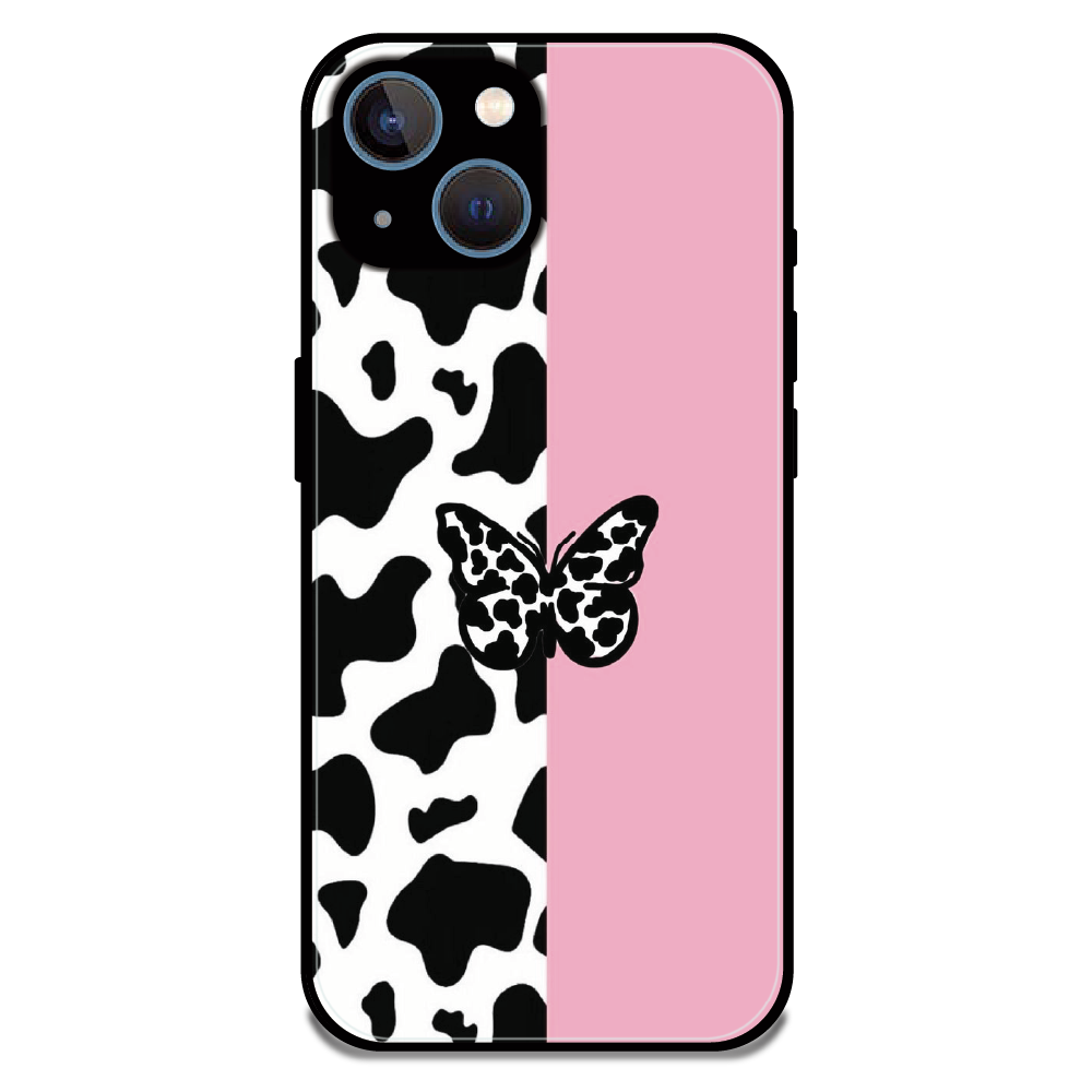 Cow Print Butterfly - Glossy Metal Silicone Case For Apple iPhone 13