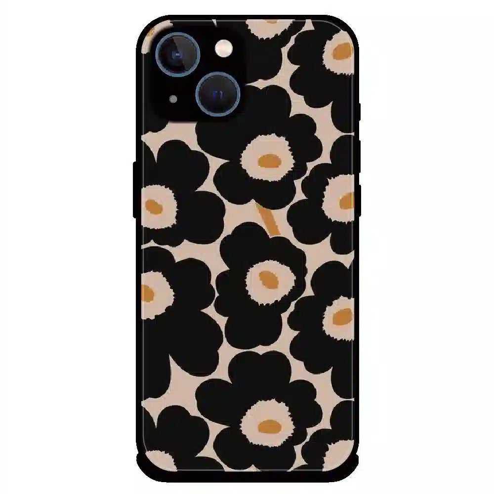 Bold Black Daisy Bloom - Glossy Metal Silicone Case For Apple iPhone 13