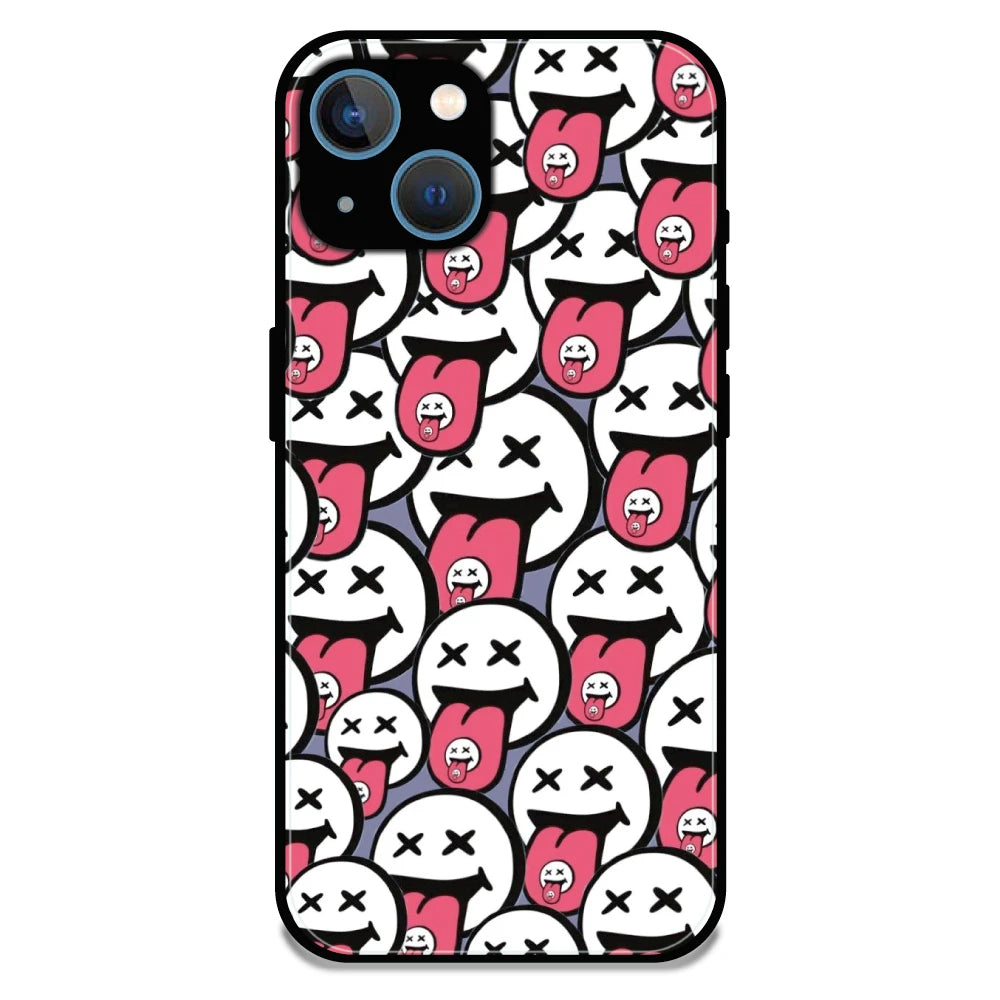 Funny Cartoon Faces - Glossy Metal Silicone Case For Apple iPhone 13