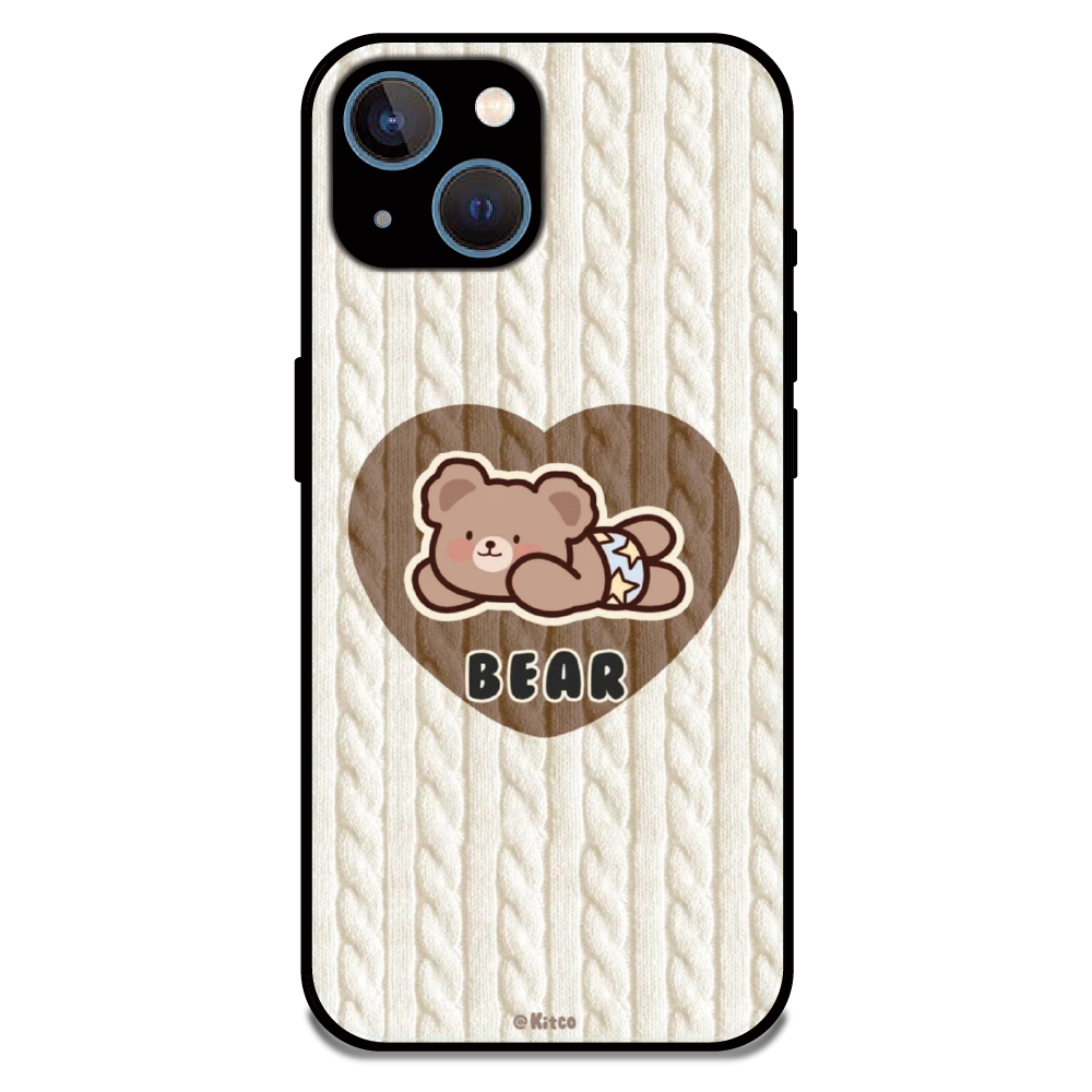 Bear Heart - Glossy Metal Silicone Case For Apple iPhone 13