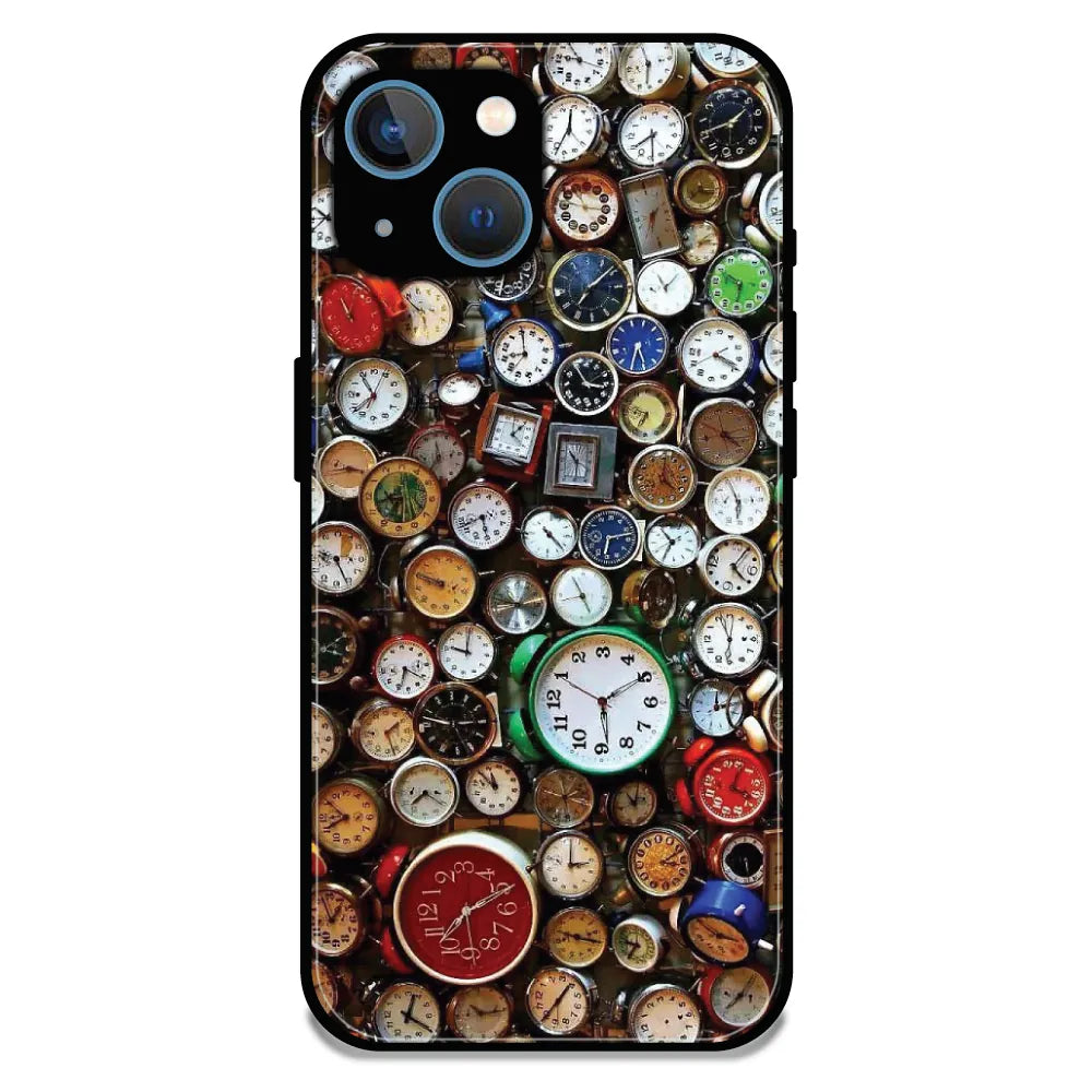 Retro Timepiece Pattern - Glossy Metal Silicone Case For Apple iPhone 13
