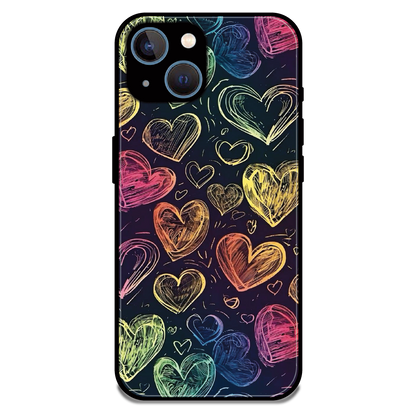 Neon Love Scribble - Glossy Metal Silicone Case For Apple iPhone 13