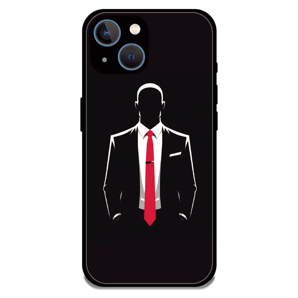 Red Tie Silhouette - Glossy Metal Silicone Case For Apple iPhone 13