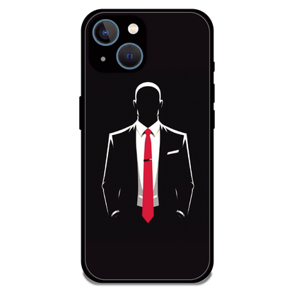 Red Tie Silhouette - Glossy Metal Silicone Case For Apple iPhone 13