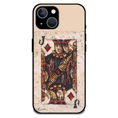 Vintage Playing Card King Art - Glossy Metal Silicone Case For Apple iPhone 13