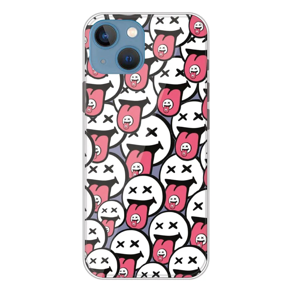 Funny Cartoon Faces - Printed Silicone Case For Apple iPhone 13