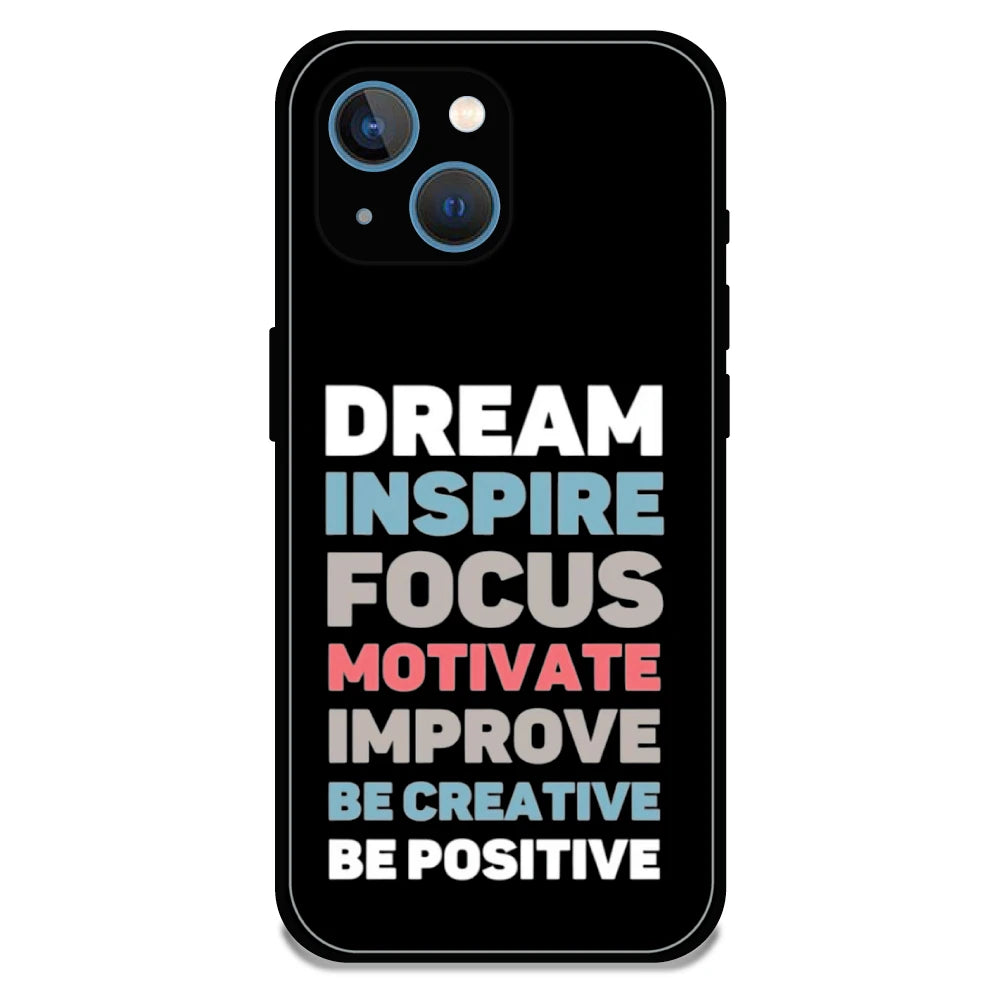 Dream Inspire Focus Typography - Glossy Metal Silicone Case For Apple iPhone 13