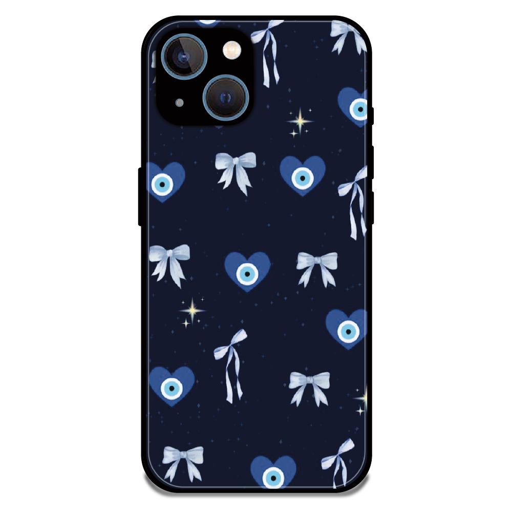 Evil Eye Bow Midnight - Glossy Metal Silicone Case For Apple iPhone 13
