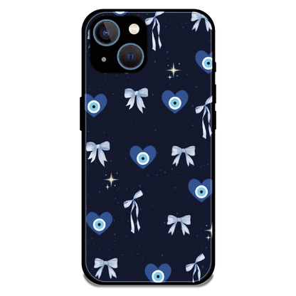 Evil Eye Bow Midnight - Glossy Metal Silicone Case For Apple iPhone 13