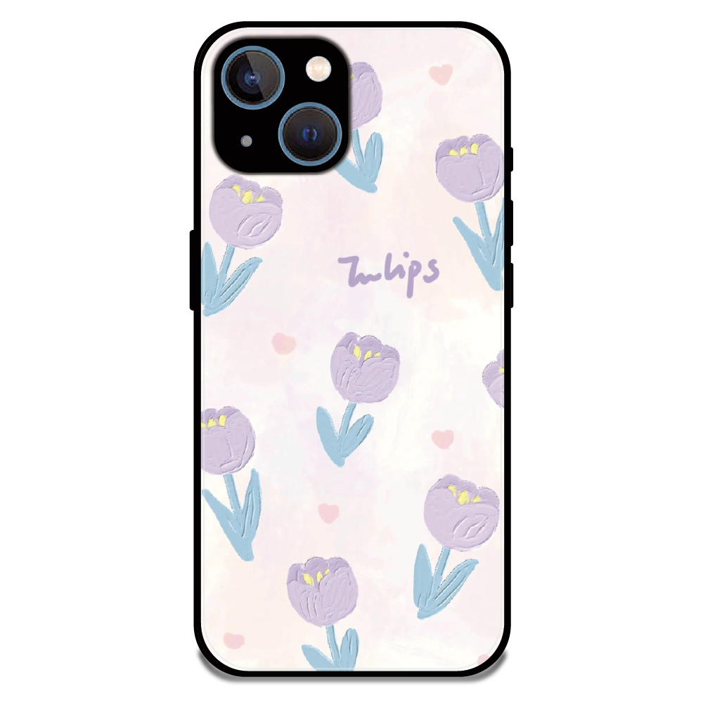 Pastel Tulip Floral - Glossy Metal Silicone Case For Apple iPhone 13